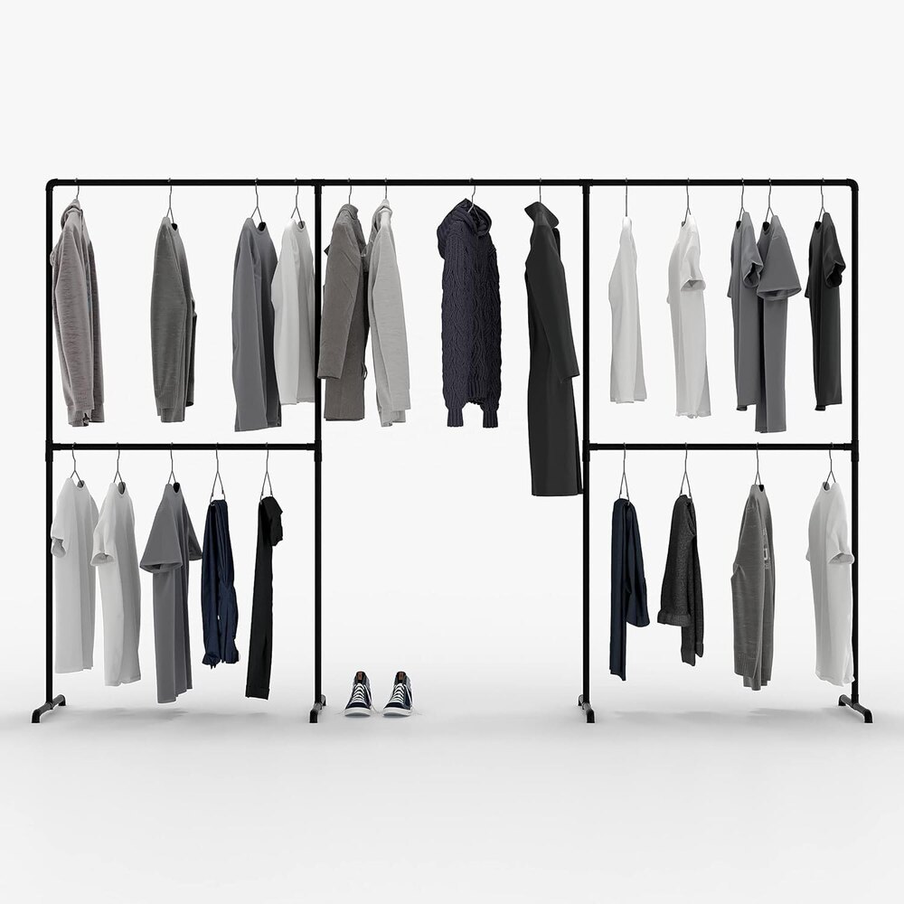 freestanding clothes rail in industrial loft design wardrobe for walk-in closet wall