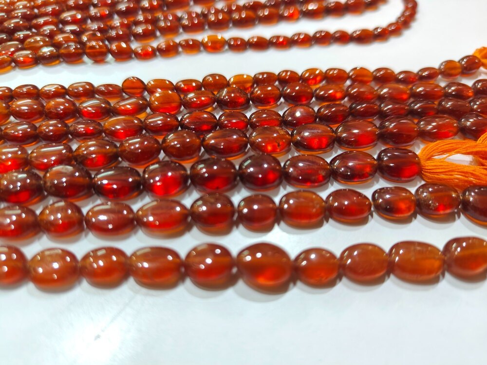 Natural Hessonite Garnet Beads Oval Plain Genuine