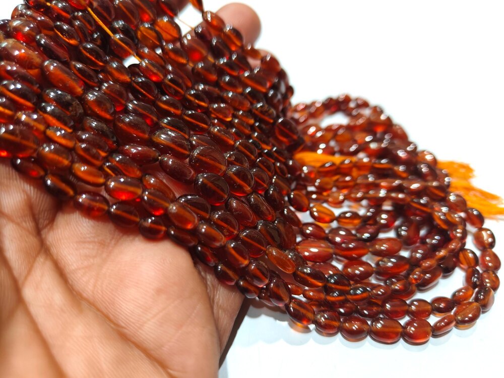 Natural Hessonite Garnet Beads Oval Plain Genuine