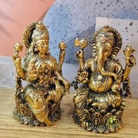 Aakrati Brass Laxmi Ganesha Idol Spiritual Home Decor for Prosperity & Blessings