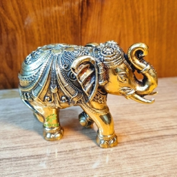 Aakrati Brass Elephant Statue Brass Elephant Showpiece Figurine