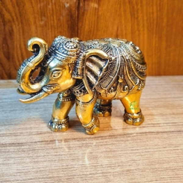 Aakrati Brass Elephant Statue Brass Elephant Showpiece Figurine