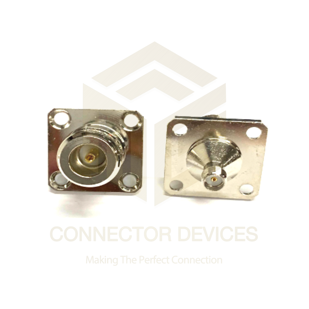 N Connector Female To Bnc Female Adaptor - Brass, Standard Size, Silver Color | Operating Temp -40 To +85 Â°c, Vswr 1.15:1 Max, Polished Finish