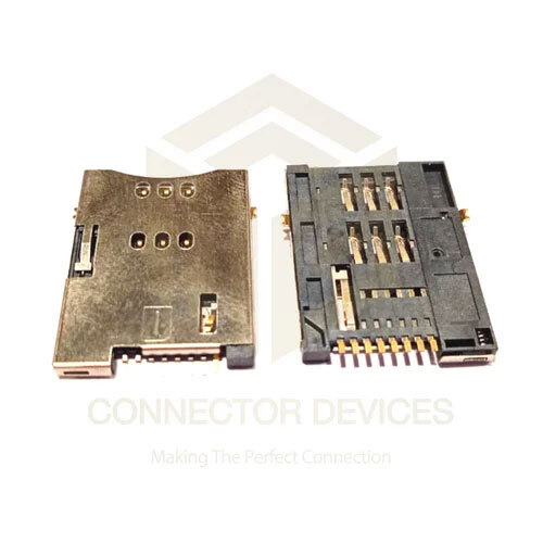 Sim Card Holder Push Type 8 Pin - Copper Alloy, Standard Size, 30v Ac/dc, 1 Amp Current Rating, Socket Mount, Industrial Use, -20c To +85c Temperature Range