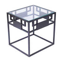 Square Coffee Table - Metal, Standard Size | Polished Finish, Black Color, Ideal Home Centerpiece
