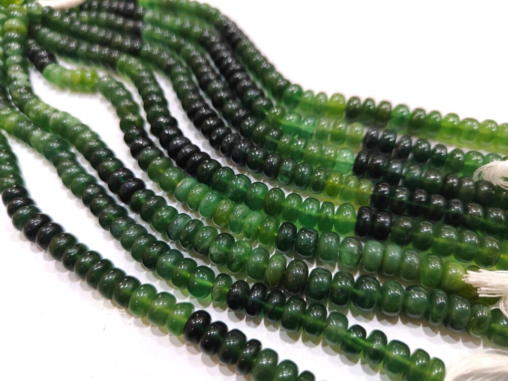 Natural Serpentine Rondelle Plain smooth
