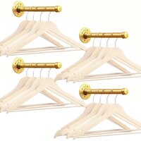 12 Inch Industrial Pipe Clothing Rack, Heavy Duty Industrial Pipe Clothes Hanging Rod - Color: Golden
