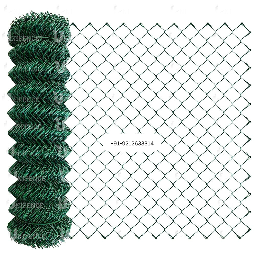 Pvc Color Coated Chainlink Jali - Metal, Height: 4-10 Ft, Wire Thickness: 3-5 Mm, Custom Hole Shape | Versatile For Agriculture, Sports, And Boundary Wall Fencing