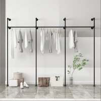 Industrial Pipe Clothing Rack On Wall,moden Wall Mounted Closet Storage Rack - Color: Black