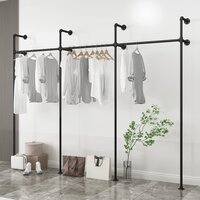 Industrial Pipe Clothing Rack On Wall,Moden Wall Mounted Closet Storage Rack