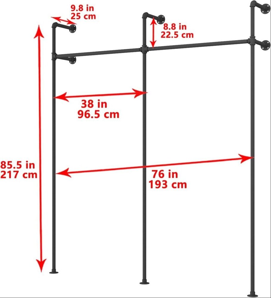 Industrial Pipe Clothing Rack On Wall,Moden Wall Mounted