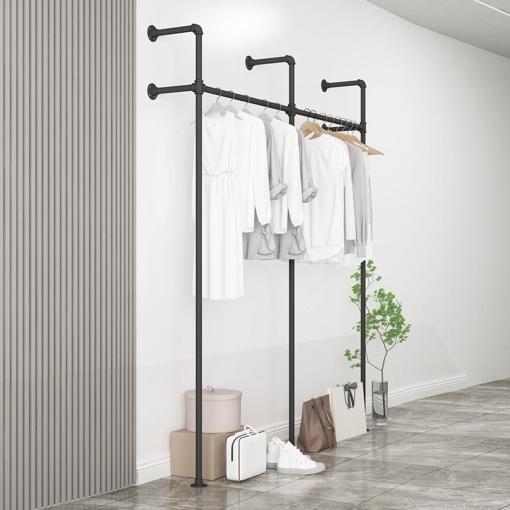 Industrial Pipe Clothing Rack On Wall,Moden Wall Mounted