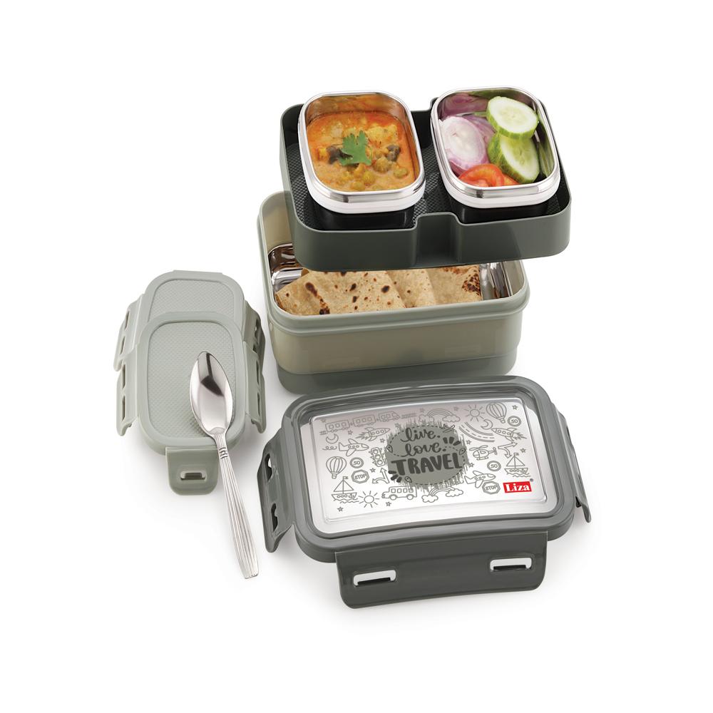 Robust Steel Lunch Box - Aluminum Alloy, Standard Size | Durable Abs Plastic, Painted Gray, Industrial Use, Easy To Clean