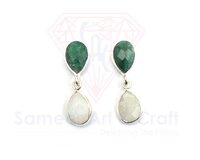 Handmade Design Pear Shape Natural Gemstone With Silver Plated Fashion Faceted Cut Stone Stud Earrings