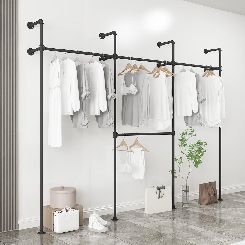Industrial Pipe Clothing Rack On Wall,Moden Wall Storage Rack