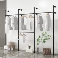 Industrial Pipe Clothing Rack On Wall,Moden Wall Storage Rack