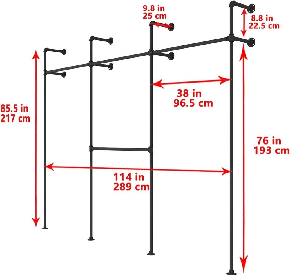 Industrial Pipe Clothing Rack On Wall,Moden Wall Storage Rack