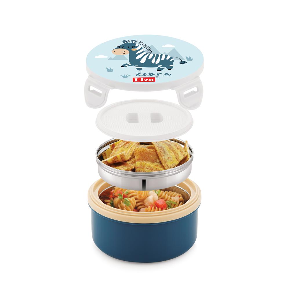 Tasty Bite Lunch Box - Plastic & Aluminum Alloy, Standard Size, Blue Color, Painted Surface Finish | Industrial Usage, Easy To Clean Design