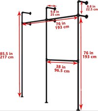 Industrial Pipe Clothing Rack On Wall,Moden  Closet Storage Rack