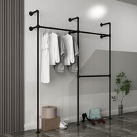 Industrial Pipe Clothing Rack On Wall,Moden  Closet Storage Rack