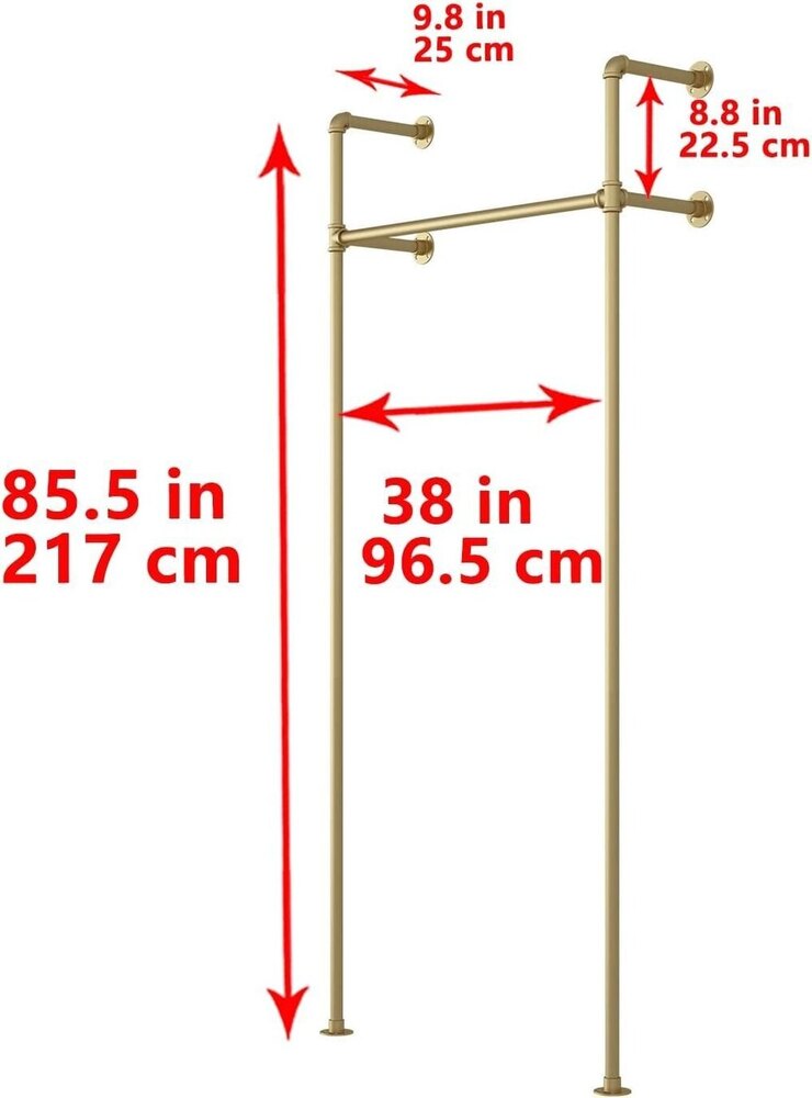 Industrial Pipe Clothing Rack On Wall,Moden Wall Mounted Storage Rack