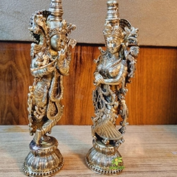 Aakrati Radha Krishna Brass Idol Elegant Religious Statue for Devotional Home & Pooja Room