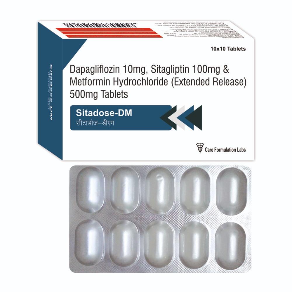 Dapagliflozin 10 mg Sitagliptin phosphate monohydrate, Sitagliptin 100 mg Metformin HCL 500 mg (As Extended release ) tab