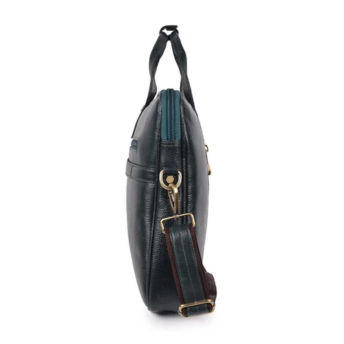 15.6 Inch Blue Leather Laptop Bag