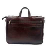 15.6Inch Dark Brown Leather Plain Laptop Bag