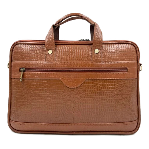 22L Brown Leather Laptop Bag - Capacity: 22 Ltr