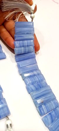 Natural Blue Lace Agate Briolette Faceted Baguette beads