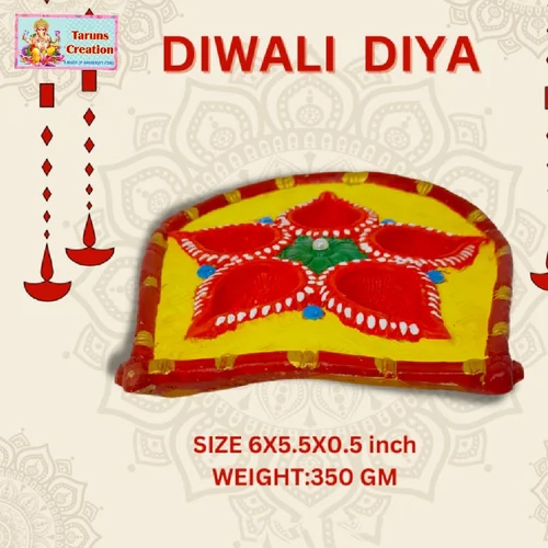 Clay Decorative Diya - Color: Multi