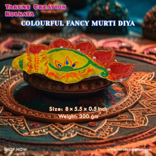 Clay Diwali Colourful Diya - Color: Multi