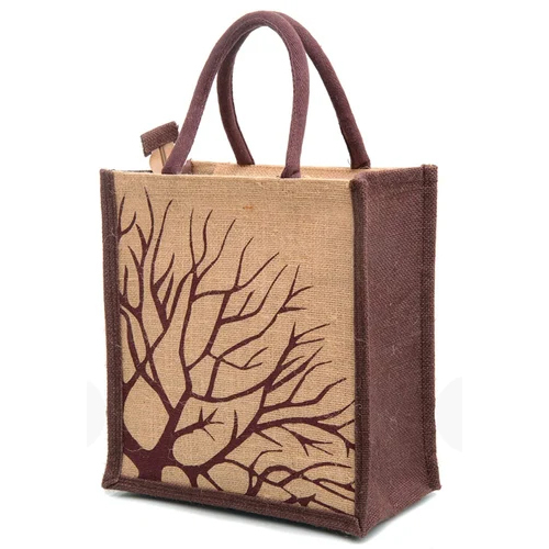 Brown Printed Eco-friendly Jute Bags