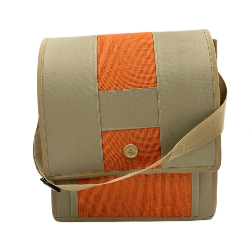 25L Jute Promotional Zipper Bag - Color: Orange And Brown