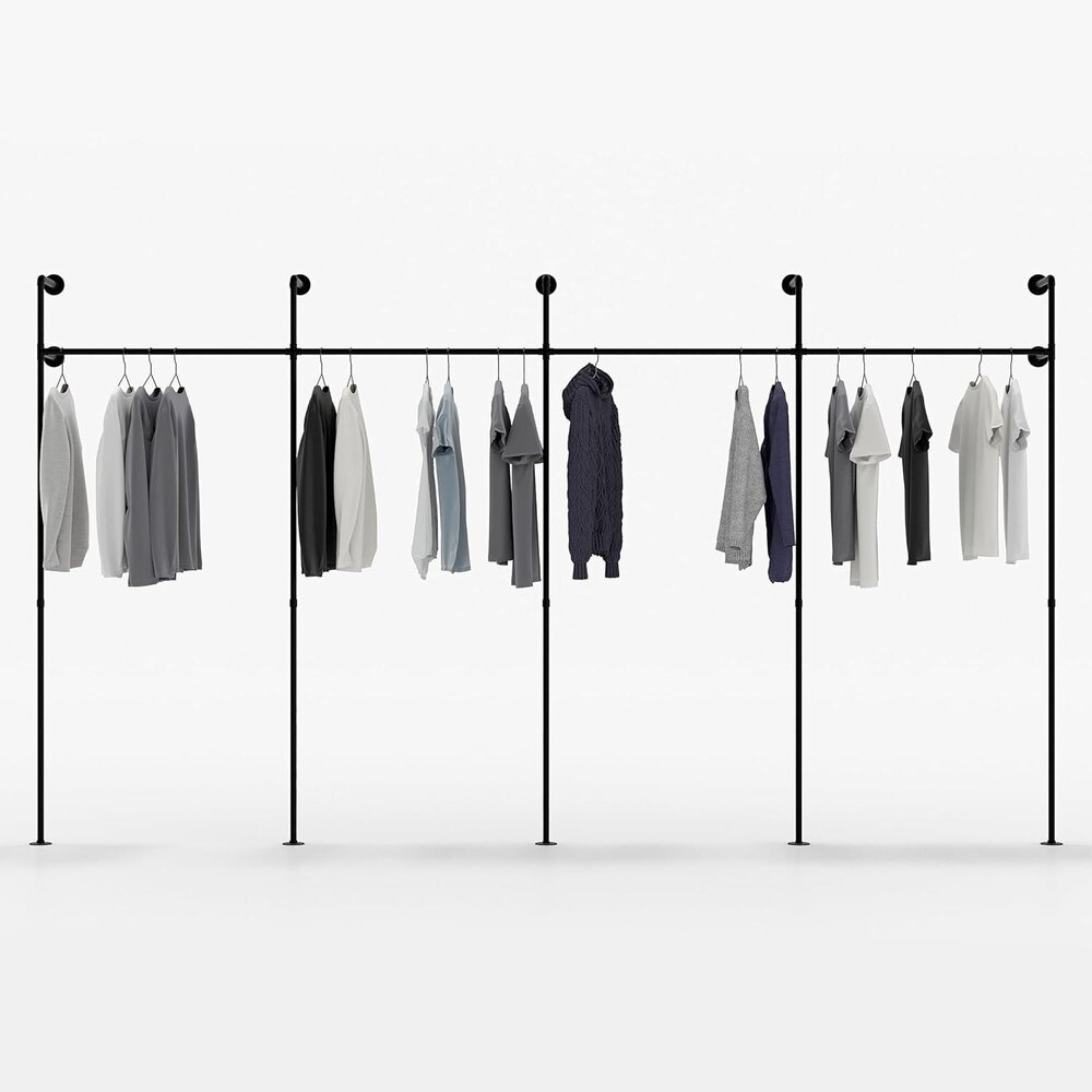 Industrial pipe clothing rack metal black - Wall mounted clothes racks for hanging clothes