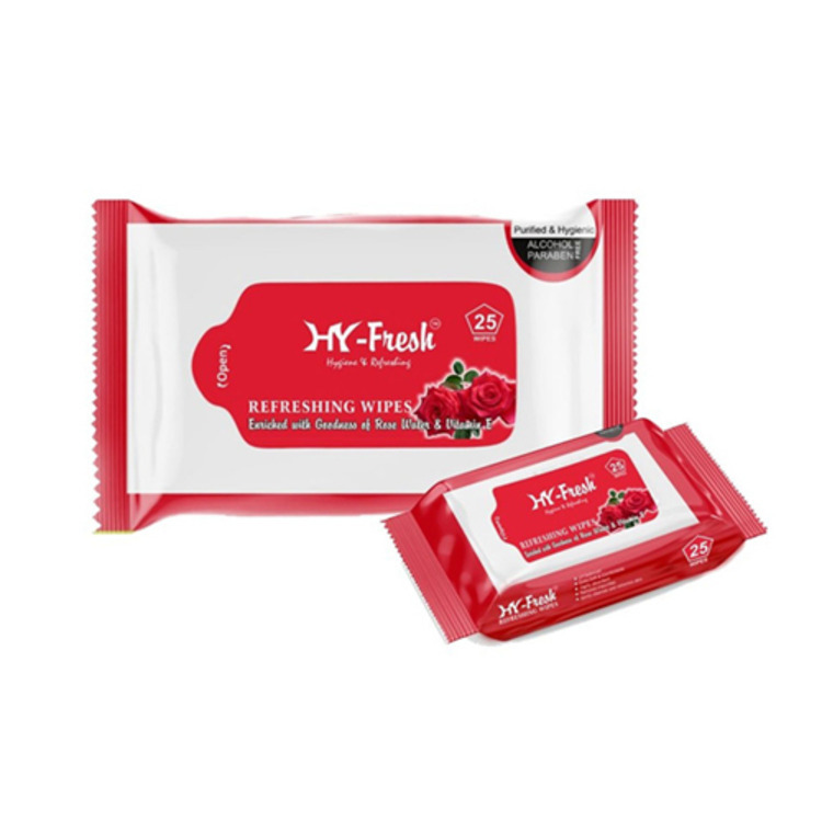 Hy-Fresh Rose Water And Vitamin E Refreshing Wipes - Color: White