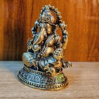 Aakrati Brass Mini Ganpati Idol Perfect Religious Decor for Home & Office Blessings