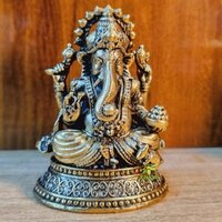 Aakrati Brass Mini Ganpati Idol Perfect Religious Decor for Home & Office Blessings