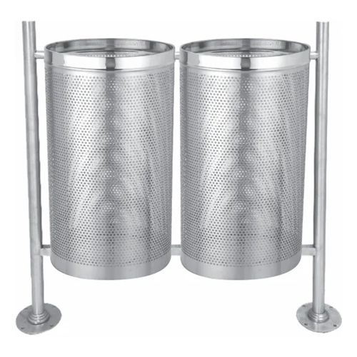 Double DustBins Perforated with Stand