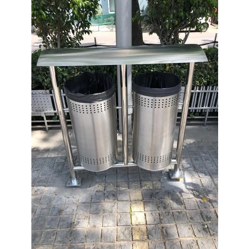 120L Stainless Steel Twin Dustbin