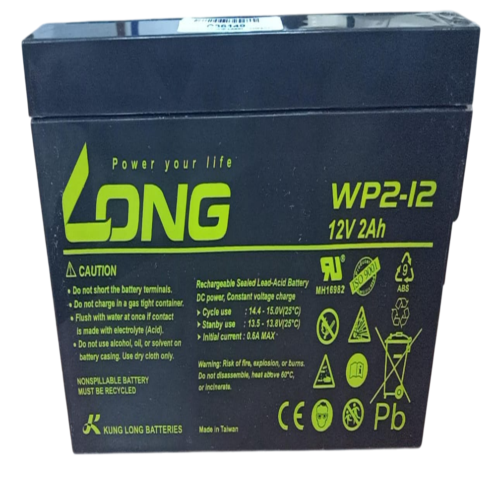 Long 12V, 2AH Sealed Lead Acid Battery, WP2-12