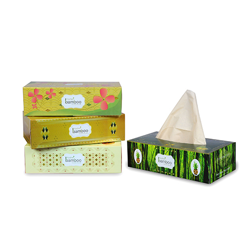Bamboo Facial Tissue - Pure Bamboo Material, 100 Pulls, White Color , Customized Pattern for Sensitive Skin and Eco-Friendly Use
