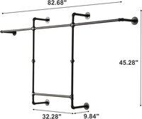 Industrial Clothing Racks Garment Racks  Wall Mounted Pipes Clothes Racks with Four Hanging Rods