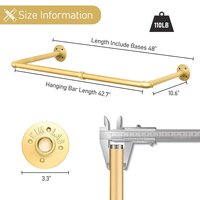 Wall Mounted Clothes Rack, Industrial Pipe Iron Garment Bar, Heavy-Duty Clothing Rod 48 inch