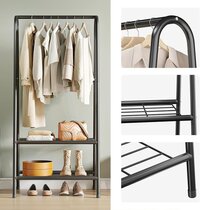 Metal Garment Rack, Sturdy Clothing Rack with Double Layer Shelf for Storing Clothes, Shoes