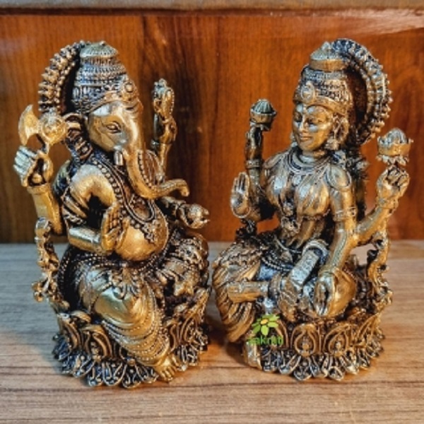 Brass Laxmi Ganesha Sculpture A Sacred Symbol of Wealth and Prosperity