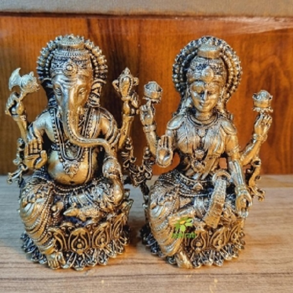 Brass Laxmi Ganesha Sculpture A Sacred Symbol of Wealth and Prosperity