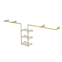 Industrial Pipe Clothing Rack Wall Mounted Garment Hanging Bar Retail Display Rack - Color: Golden