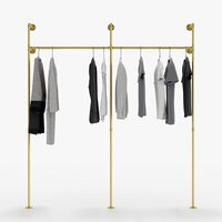 Industrial pipe clothing rack metal gold - Wall mounted clothes racks for hanging clothes